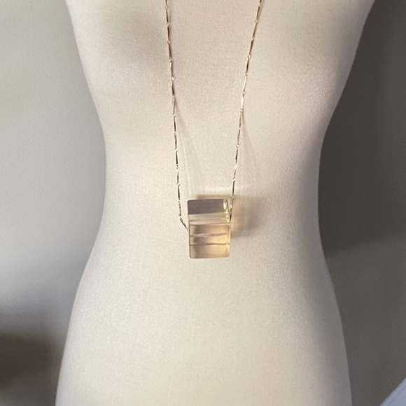 Anthropologie Long Cube Statement Necklace - Picture 8 of 9